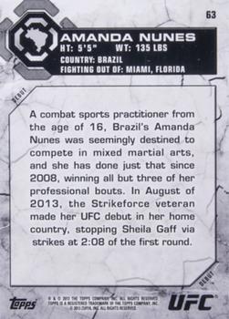 2013 Topps UFC Bloodlines #63 Amanda Nunes Back