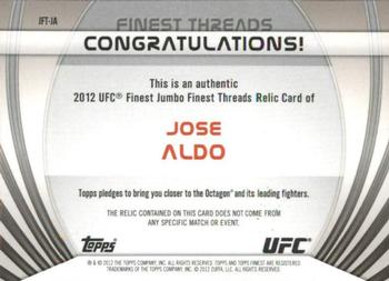 2012 Finest UFC - Finest Threads Jumbo Fighter Relics #JFT-JA Jose Aldo Back