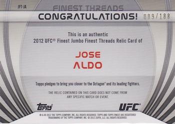 2012 Finest UFC - Finest Threads Jumbo Fighter Relics X-Fractors #JFT-JA Jose Aldo Back