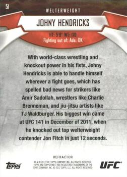 2012 Finest UFC - Refractors #51 Johny Hendricks Back