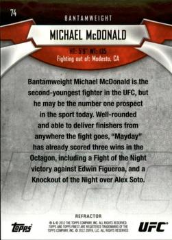 2012 Finest UFC - X-Fractors #74 Michael McDonald Back