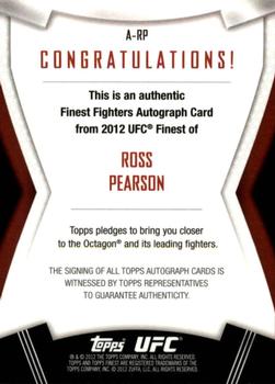 2012 Finest UFC - Autographs #A-RP Ross Pearson Back
