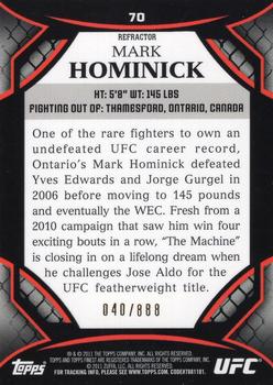2011 Finest UFC - Refractors #70 Mark Hominick Back