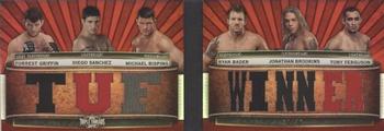 2012 Topps UFC Knockout - Triple Threads Relics Double Combos #TTRDC-GSBBBF Forrest Griffin / Diego Sanchez / Michael Bisping / Ryan Bader / Jonathan Brookins / Tony Ferguson Front