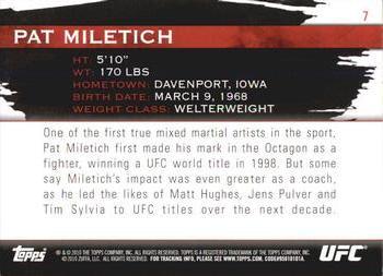 2010 Topps UFC Knockout - Gold #7 Pat Miletich Back