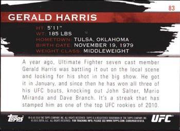 2010 Topps UFC Knockout - Gold #83 Gerald Harris Back