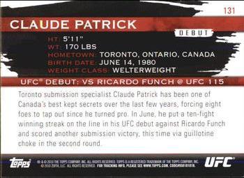 2010 Topps UFC Knockout - Gold #131 Claude Patrick Back