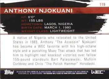 2010 Topps UFC Knockout - Silver #119 Anthony Njokuani Back