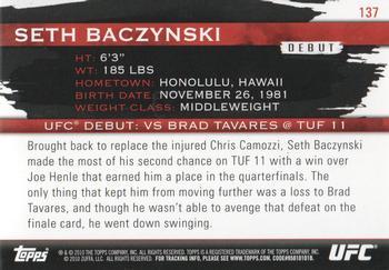 2010 Topps UFC Knockout - Silver #137 Seth Baczynski Back