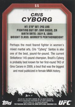 2011 Topps UFC Moment of Truth - Gold #55 Cris Cyborg Back