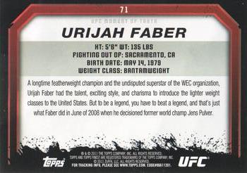 2011 Topps UFC Moment of Truth - Gold #71 Urijah Faber Back