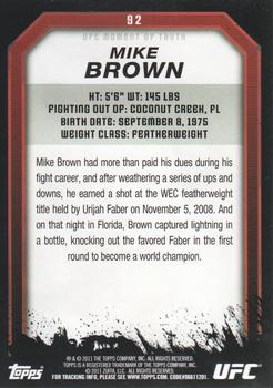 2011 Topps UFC Moment of Truth - Gold #92 Mike Brown Back