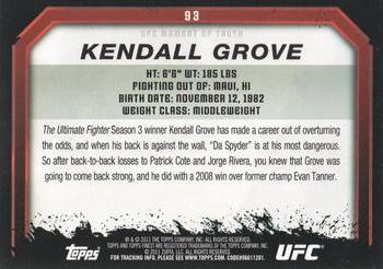 2011 Topps UFC Moment of Truth - Gold #93 Kendall Grove Back