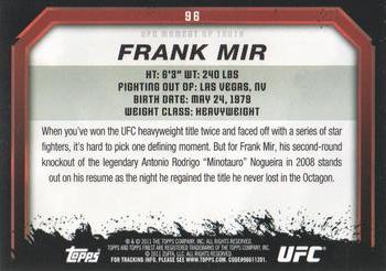 2011 Topps UFC Moment of Truth - Gold #96 Frank Mir Back