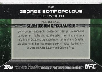 2011 Topps UFC Moment of Truth - Elite Skills #ES-GS George Sotiropoulos Back