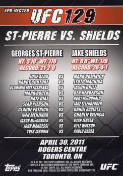 2011 Topps UFC Moment of Truth - Fight Poster Review #FPR-UFC129 UFC 129 St-Pierre vs. Shields Back
