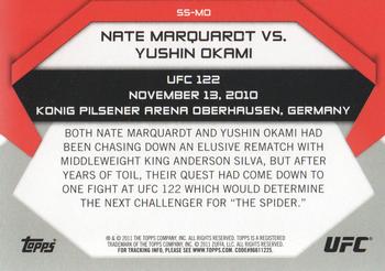2011 Topps UFC Moment of Truth - Showdown Shots Duals #SS-MO Nate Marquardt / Yushin Okami Back