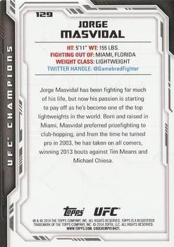 2014 Topps UFC Champions #129 Jorge Masvidal Back