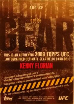 2009 Topps UFC Round 2 - Ultimate Gear Autographs #AUG-KF Kenny Florian Back