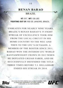 2014 Topps UFC Bloodlines #11 Renan Barao Back