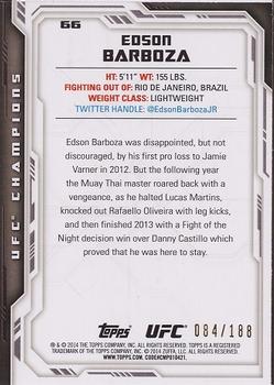 2014 Topps UFC Champions - Black #66 Edson Barboza Back