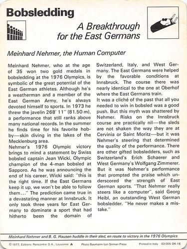 1977-79 Sportscaster Series 4 #04-16 A Breakthrough for the East Germans Back