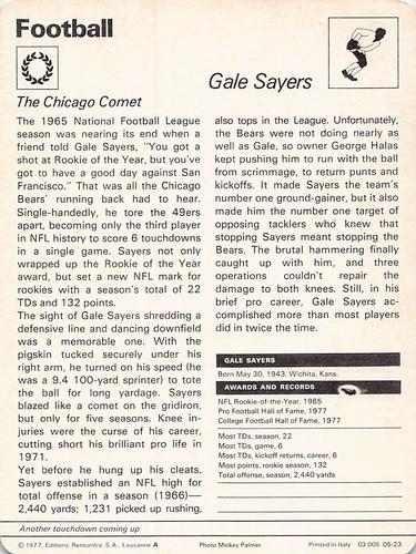 1977-79 Sportscaster Series 5 #05-23 Gale Sayers Back