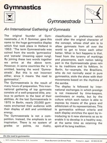 1977-79 Sportscaster Series 5 #05-03 Gymnaestrada Back