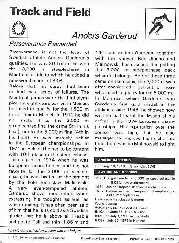 1977-79 Sportscaster Series 7 #07-23 Anders Garderud Back