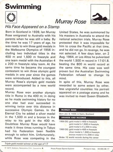 1977-79 Sportscaster Series 8 #08-17 Murray Rose Back