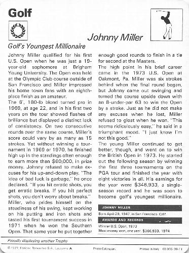 1977-79 Sportscaster Series 9 #09-11 Johnny Miller Back