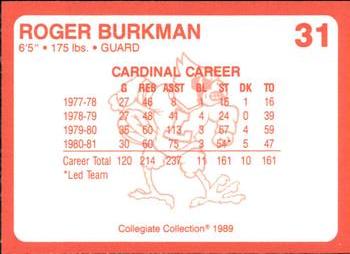 1989-90 Collegiate Collection Louisville Cardinals #31 Roger Burkman Back