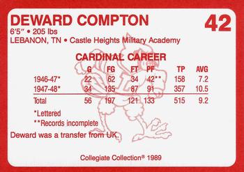 1989-90 Collegiate Collection Louisville Cardinals #42 Deward Compton Back