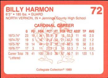 1989-90 Collegiate Collection Louisville Cardinals #72 Billy Harmon Back