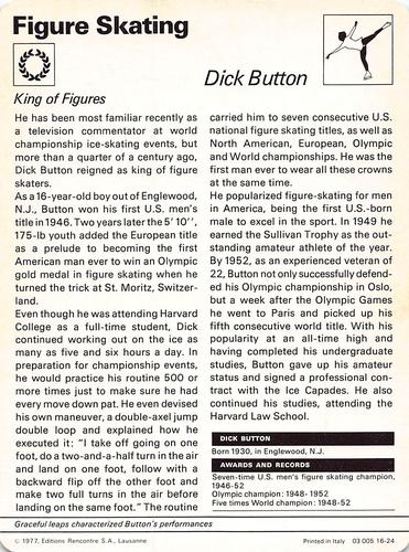 1977-79 Sportscaster Series 16 #16-24 Dick Button Back