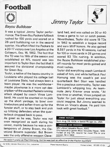 1977-79 Sportscaster Series 17 #17-01 Jim Taylor Back