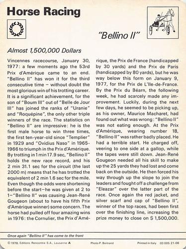 1977-79 Sportscaster Series 21 #21-06 Bellino II Back
