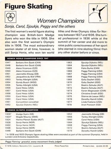 1977-79 Sportscaster Series 22 #22-03 Women Champions Back