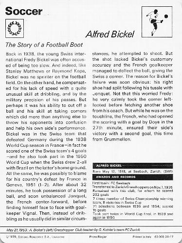 1977-79 Sportscaster Series 28 #28-17 Alfred Bickel Back