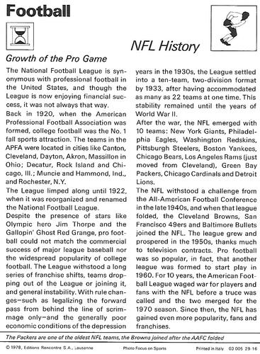 1977-79 Sportscaster Series 29 #29-16 NFL History Back