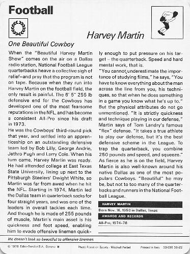 1977-79 Sportscaster Series 39 #39-22 Harvey Martin Back