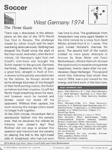 1977-79 Sportscaster Series 39 #39-16 West Germany 1974 Back