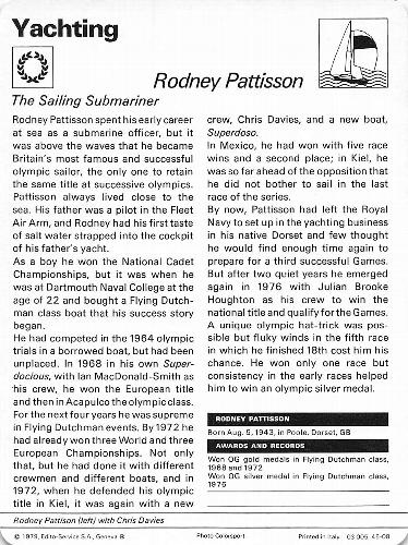 1977-79 Sportscaster Series 45 #45-08 Rodney Pattisson Back