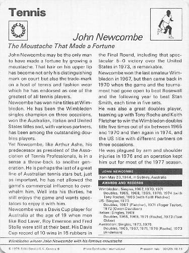1977-79 Sportscaster Series 48 #48-15 John Newcombe Back