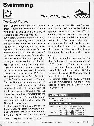 1977-79 Sportscaster Series 49 #49-24 Boy Charlton Back