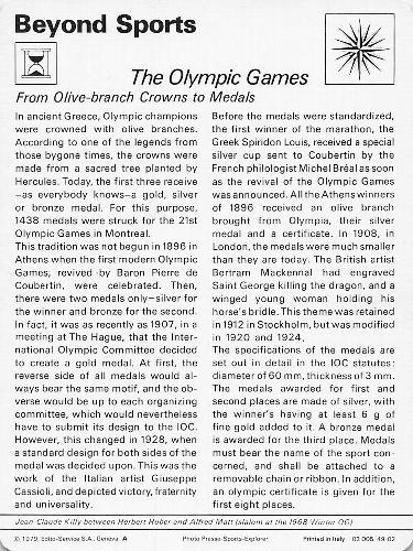 1977-79 Sportscaster Series 49 #49-02 The Olympic Games Back