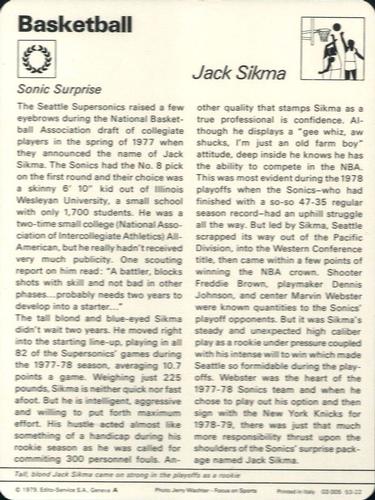 1977-79 Sportscaster Series 53 #53-22 Jack Sikma Back