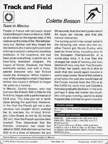 1977-79 Sportscaster Series 58 #58-24 Colette Besson Back