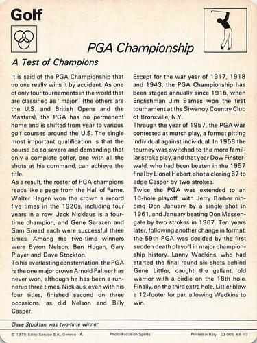 1977-79 Sportscaster Series 68 #68-13 PGA Championship Back