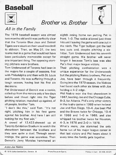 1977-79 Sportscaster Series 83 #83-21 Brother vs. Brother Back